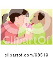 Poster, Art Print Of Girl And Puppy Sharing An Ice Cream Cone