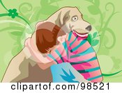 Poster, Art Print Of Lonely Boy Hugging His Dog For Comfort