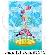 Poster, Art Print Of Two Loving Birds In A Cage