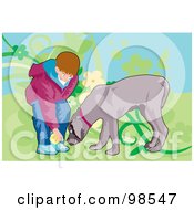 Poster, Art Print Of Boy Taking A Ball From A Dog While They Play Fetch