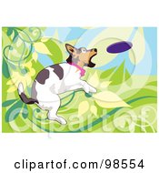 Poster, Art Print Of Dog Fetching A Disc - 5