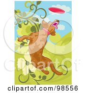 Poster, Art Print Of Dog Fetching A Disc - 1