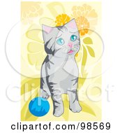 Poster, Art Print Of Cat Playing With A Ball - 3