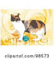 Royalty Free RF Clipart Illustration Of A Cat Playing With A Ball 4 by mayawizard101