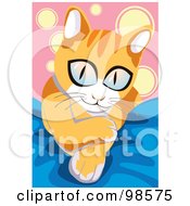 Poster, Art Print Of Big Eyed Kitten On A Blue Blanket