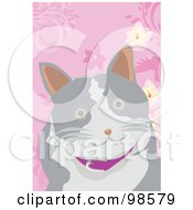 Poster, Art Print Of Happy Gray And White Cat