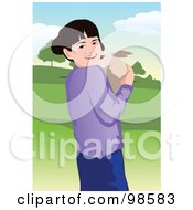 Royalty Free RF Clipart Illustration Of A Little Girl Holding Her Pet Rabbit 3 by mayawizard101