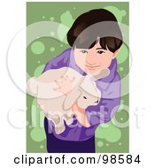 Royalty Free RF Clipart Illustration Of A Little Boy Holding His Pet Rabbit 3 by mayawizard101