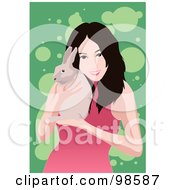 Royalty Free RF Clipart Illustration Of A Little Girl Holding Her Pet Rabbit 2 by mayawizard101