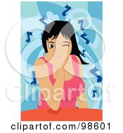 Royalty Free RF Clipart Illustration Of A Woman Listening To Music 9
