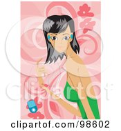 Royalty Free RF Clipart Illustration Of A Woman Listening To Music 15