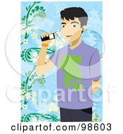 Poster, Art Print Of Young Man Listening To Music Through His Cell Phone