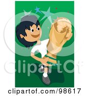 Royalty Free RF Clipart Illustration Of A Boy Holding A Soccer Cup Trophy 2