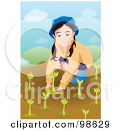 Poster, Art Print Of Little Girl Planting Tree Seedlings