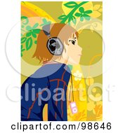 Poster, Art Print Of Happy Girl Listening To Music - 6