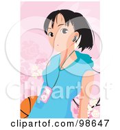 Royalty Free RF Clipart Illustration Of A Woman Listening To Music 23