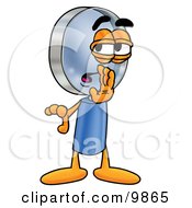 Magnifying Glass Mascot Cartoon Character Whispering And Gossiping by Mascot Junction