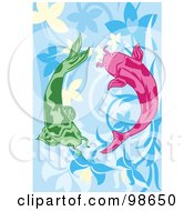 Poster, Art Print Of Two Swimming Koi Fish - 2