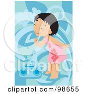 Royalty Free RF Clipart Illustration Of A Happy Girl Listening To Music 3