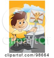 Poster, Art Print Of Boy Holding A World Cup Sign