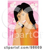 Poster, Art Print Of Friendly Asian Woman Talking On A Cell Phone