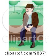 Royalty Free RF Clipart Illustration Of A Lonely Old Man Sitting On A Bench