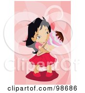 Royalty Free RF Clipart Illustration Of A Cute Emo Girl Hugging An Ice Cream Cone by mayawizard101
