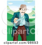 Royalty Free RF Clipart Illustration Of A Mad Old Man Waving His Cane Around by mayawizard101