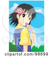 Royalty Free RF Clipart Illustration Of An Emo Girl Eating A Popsicle