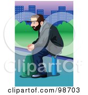Royalty Free RF Clipart Illustration Of A Senior Man Sitting On A City Park Bench