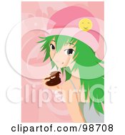 Royalty Free RF Clipart Illustration Of An Emo Girl Eating A Donut by mayawizard101