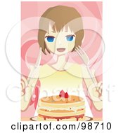 Royalty Free RF Clipart Illustration Of An Emo Girl Eating Pancakes