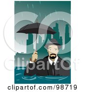 Poster, Art Print Of Businessman In A Flooded City
