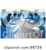 Royalty Free RF Clipart Illustration Of A Meeting Of Blue Business People
