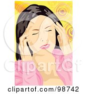 Royalty Free RF Clipart Illustration Of A Woman Rubbing Her Head To Try To Relieve A Headache by mayawizard101