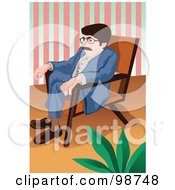 Poster, Art Print Of Man Sitting In An Orange Chair