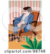 Royalty Free RF Clipart Illustration Of A Man Sitting In An Orange Chair