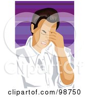 Royalty Free RF Clipart Illustration Of A Man Rubbing His Head To Try To Relieve A Headache by mayawizard101