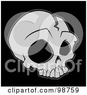 Royalty Free RF Clipart Illustration Of A Cracked Human Skull With Large Eye Sockets