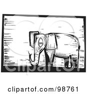Poster, Art Print Of Black And White Wood Engraved Elephant