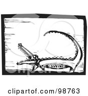 Black And White Wood Engraved Alligator by xunantunich