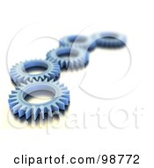 Royalty Free RF Clipart Illustration Of A Line Of 3d Blue Cogs Over White
