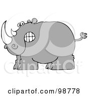 Poster, Art Print Of Mad Gray Rhino In Profile