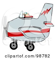 Poster, Art Print Of Male Pilot Flying A Gray And Red Airplane