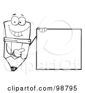Poster, Art Print Of Outlined Pencil Guy Holding A Blank Sign