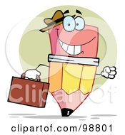 Royalty Free RF Clipart Illustration Of A Pencil Businessman Carrying A Briefcase