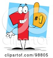 Royalty Free RF Clipart Illustration Of A Number 1 Character Wearing A Hand Glove by Hit Toon