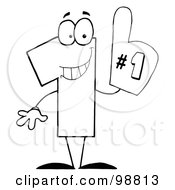 Royalty Free RF Clipart Illustration Of A Number One Character Wearing A Hand Glove