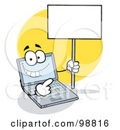 Poster, Art Print Of Laptop Holding A Blank Sign