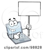 Poster, Art Print Of Laptop Guy Holding A Blank Sign